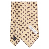 Viola Milano - Genova Floral Selftipped Italian Silk Tie - Yellow - Handmade in Italy - Luxury Exclusive Collection