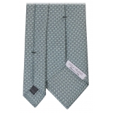 Viola Milano - Cravatta Genova Maillon in Seta Italiana con Ricamo - Mentolo - Handmade in Italy - Luxury Exclusive Collection
