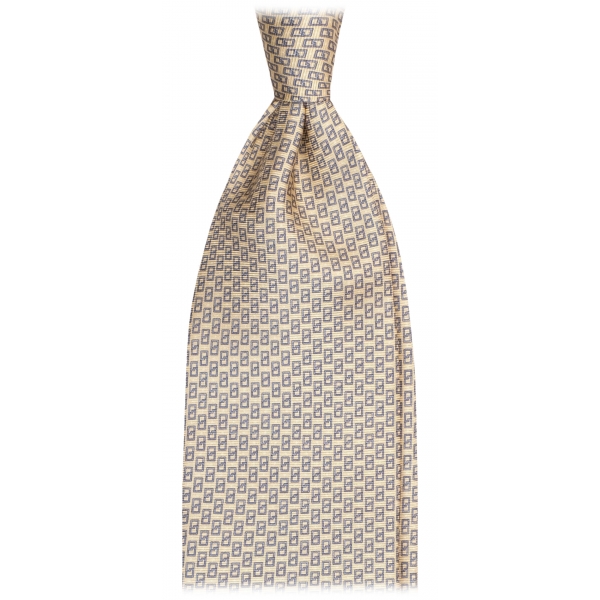 Viola Milano - Cravatta Genova Maillon in Seta con Ricamo - Stella Gialla - Handmade in Italy - Luxury Exclusive Collection