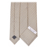 Viola Milano - Cravatta Genova Maillon in Seta con Ricamo - Stella Gialla - Handmade in Italy - Luxury Exclusive Collection