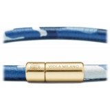 Viola Milano - Genuine Italian Premium Leather Bracelet - Denim Camo - Handmade in Italy - Luxury Exclusive Collection