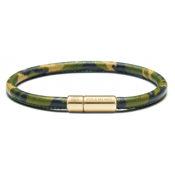 Viola Milano - Genuine Italian Premium Leather Bracelet - Forest Camo - Handmade in Italy - Luxury Exclusive Collection