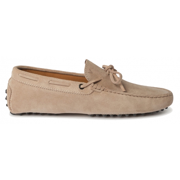 Viola Milano - Mocassino Gommino in Pelle Scamosciata - Beige - Handmade in Italy - Luxury Exclusive Collection