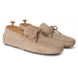 Viola Milano - Gommino Suede Driving Loafer - Beige - Handmade in Italy - Luxury Exclusive Collection