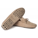 Viola Milano - Gommino Suede Driving Loafer - Beige - Handmade in Italy - Luxury Exclusive Collection