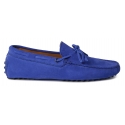 Viola Milano - Gommino Suede Driving Loafer - Blue - Handmade in Italy - Luxury Exclusive Collection
