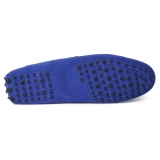Viola Milano - Gommino Suede Driving Loafer - Blue - Handmade in Italy - Luxury Exclusive Collection