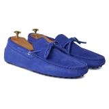 Viola Milano - Gommino Suede Driving Loafer - Blue - Handmade in Italy - Luxury Exclusive Collection