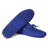 Viola Milano - Gommino Suede Driving Loafer - Blue - Handmade in Italy - Luxury Exclusive Collection