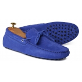 Viola Milano - Gommino Suede Driving Loafer - Blue - Handmade in Italy - Luxury Exclusive Collection
