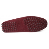 Viola Milano - Mocassino Gommino in Pelle Scamosciata - Bordeaux - Handmade in Italy - Luxury Exclusive Collection