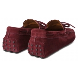 Viola Milano - Mocassino Gommino in Pelle Scamosciata - Bordeaux - Handmade in Italy - Luxury Exclusive Collection