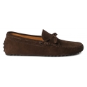 Viola Milano - Gommino Suede Driving Loafer - Chocolate - Handmade in Italy - Luxury Exclusive Collection