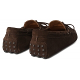 Viola Milano - Gommino Suede Driving Loafer - Chocolate - Handmade in Italy - Luxury Exclusive Collection