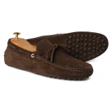 Viola Milano - Gommino Suede Driving Loafer - Chocolate - Handmade in Italy - Luxury Exclusive Collection
