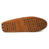 Viola Milano - Mocassino Gommino in Pelle Scamosciata - Cola - Handmade in Italy - Luxury Exclusive Collection