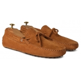 Viola Milano - Mocassino Gommino in Pelle Scamosciata - Cola - Handmade in Italy - Luxury Exclusive Collection