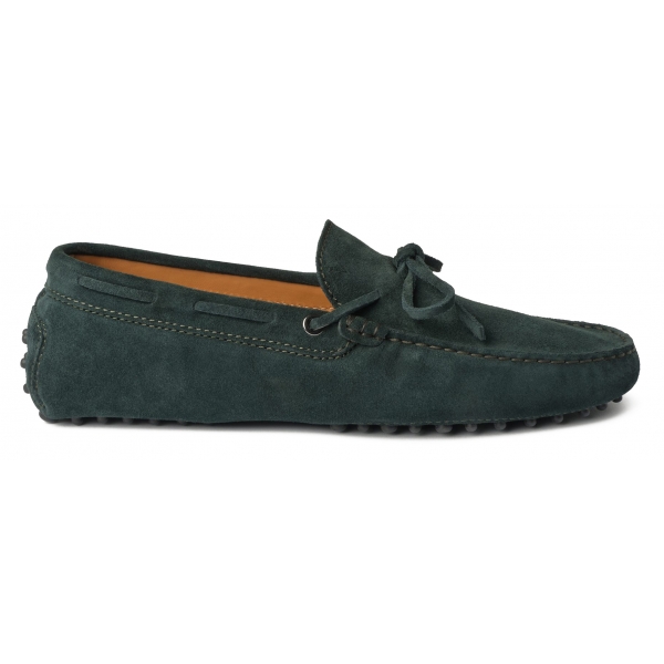Viola Milano - Gommino Suede Driving Loafer - Forest - Handmade in Italy - Luxury Exclusive Collection