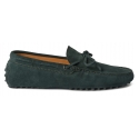 Viola Milano - Mocassino Gommino in Pelle Scamosciata - Foresta - Handmade in Italy - Luxury Exclusive Collection