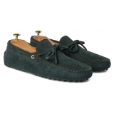 Viola Milano - Mocassino Gommino in Pelle Scamosciata - Foresta - Handmade in Italy - Luxury Exclusive Collection