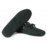 Viola Milano - Mocassino Gommino in Pelle Scamosciata - Foresta - Handmade in Italy - Luxury Exclusive Collection