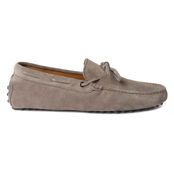 Viola Milano - Mocassino Gommino in Pelle Scamosciata - Grigio - Handmade in Italy - Luxury Exclusive Collection