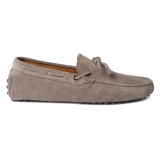 Viola Milano - Gommino Suede Driving Loafer - Grey - Handmade in Italy - Luxury Exclusive Collection