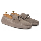 Viola Milano - Gommino Suede Driving Loafer - Grey - Handmade in Italy - Luxury Exclusive Collection