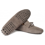 Viola Milano - Gommino Suede Driving Loafer - Grey - Handmade in Italy - Luxury Exclusive Collection