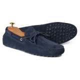 Viola Milano - Mocassino Gommino in Pelle Scamosciata - Navy - Handmade in Italy - Luxury Exclusive Collection