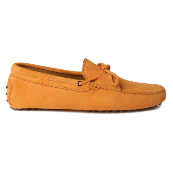 Viola Milano - Mocassino Gommino in Pelle Scamosciata - Arancione - Handmade in Italy - Luxury Exclusive Collection