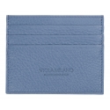 Viola Milano - Grain Leather Credit Card Holder - Blue - Handmade in Italy - Luxury Exclusive Collection