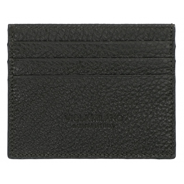 Viola Milano - Porta Carte di Credito in Pelle Pieno Fiore - Foresta - Handmade in Italy - Luxury Exclusive Collection