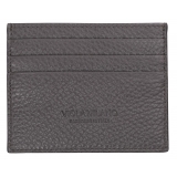 Viola Milano - Porta Carte di Credito in Pelle Pieno Fiore - Grigio - Handmade in Italy - Luxury Exclusive Collection