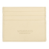 Viola Milano - Porta Carte di Credito in Pelle Pieno Fiore - Limone Pallido - Handmade in Italy - Luxury Exclusive Collection