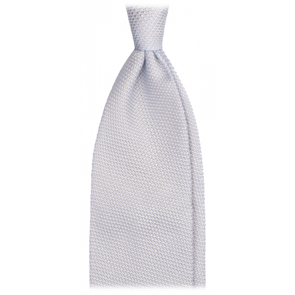 Viola Milano - Cravatta Sfoderata in Granatina Garza Fina - Blu Ghiaccio - Handmade in Italy - Luxury Exclusive Collection