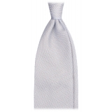 Viola Milano - Cravatta Sfoderata in Granatina Garza Fina - Blu Ghiaccio - Handmade in Italy - Luxury Exclusive Collection