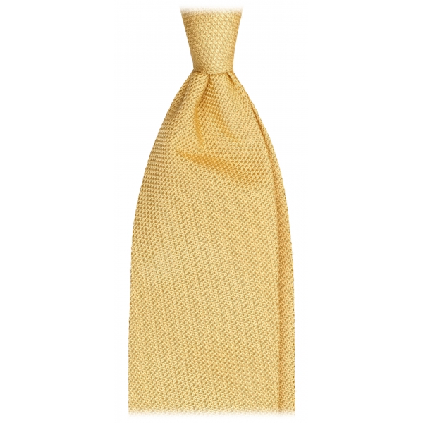 Viola Milano - Cravatta Sfoderata in Granatina Garza Fina - Senape - Handmade in Italy - Luxury Exclusive Collection