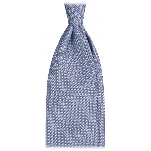 Viola Milano - Cravatta Sfoderata in Granatina Garza Grossa - Blu Ghiaccio - Handmade in Italy - Luxury Exclusive Collection