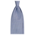 Viola Milano - Cravatta Sfoderata in Granatina Garza Grossa - Blu Ghiaccio - Handmade in Italy - Luxury Exclusive Collection