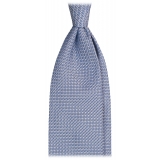 Viola Milano - Cravatta Sfoderata in Granatina Garza Grossa - Blu Ghiaccio - Handmade in Italy - Luxury Exclusive Collection