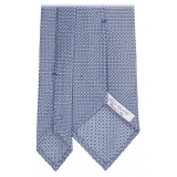 Viola Milano - Cravatta Sfoderata in Granatina Garza Grossa - Blu Ghiaccio - Handmade in Italy - Luxury Exclusive Collection