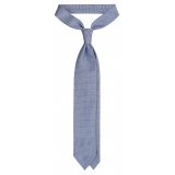 Viola Milano - Cravatta Sfoderata in Granatina Garza Grossa - Blu Ghiaccio - Handmade in Italy - Luxury Exclusive Collection