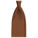 Viola Milano - Cravatta Sfoderata in Granatina Garza Grossa - Marrone Chiaro - Handmade in Italy - Luxury Exclusive Collection