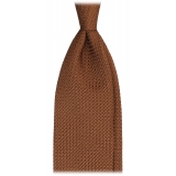Viola Milano - Cravatta Sfoderata in Granatina Garza Grossa - Marrone Chiaro - Handmade in Italy - Luxury Exclusive Collection