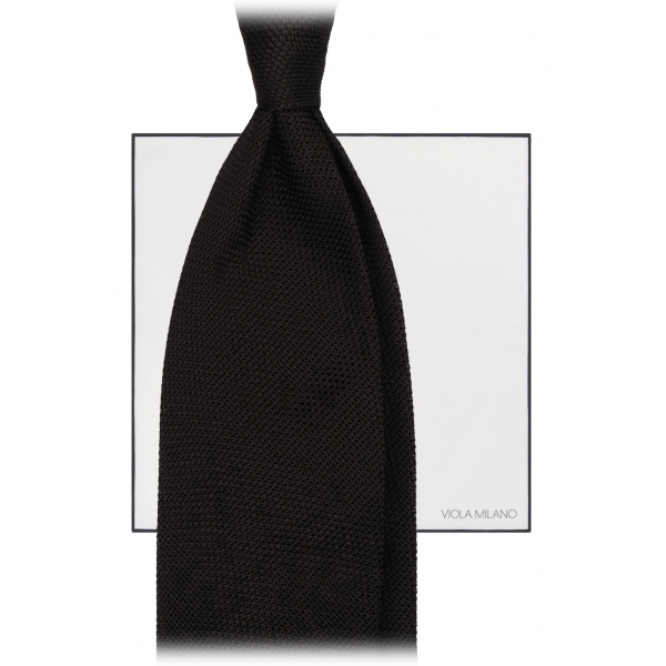 Viola Milano - Confezione Regalo Grenadine - Cravatta + Fazzoletto - Nero - Handmade in Italy - Luxury Exclusive Collection
