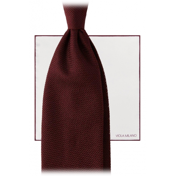 Viola Milano - Confezione Regalo Grenadine - Cravatta + Fazzoletto - Bordeaux - Handmade in Italy - Luxury Exclusive Collection