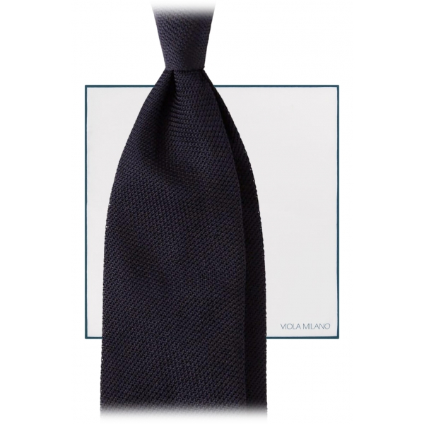 Viola Milano - Confezione Regalo Grenadine - Cravatta + Fazzoletto - Navy - Handmade in Italy - Luxury Exclusive Collection