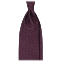 Viola Milano - Grid Chain Selftipped Italian Silk Tie - Navy/Wine - Handmade in Italy - Luxury Exclusive Collection