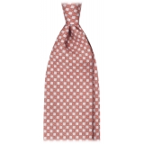 Viola Milano - Grid Chain Selftipped Italian Silk Tie - Orange - Handmade in Italy - Luxury Exclusive Collection